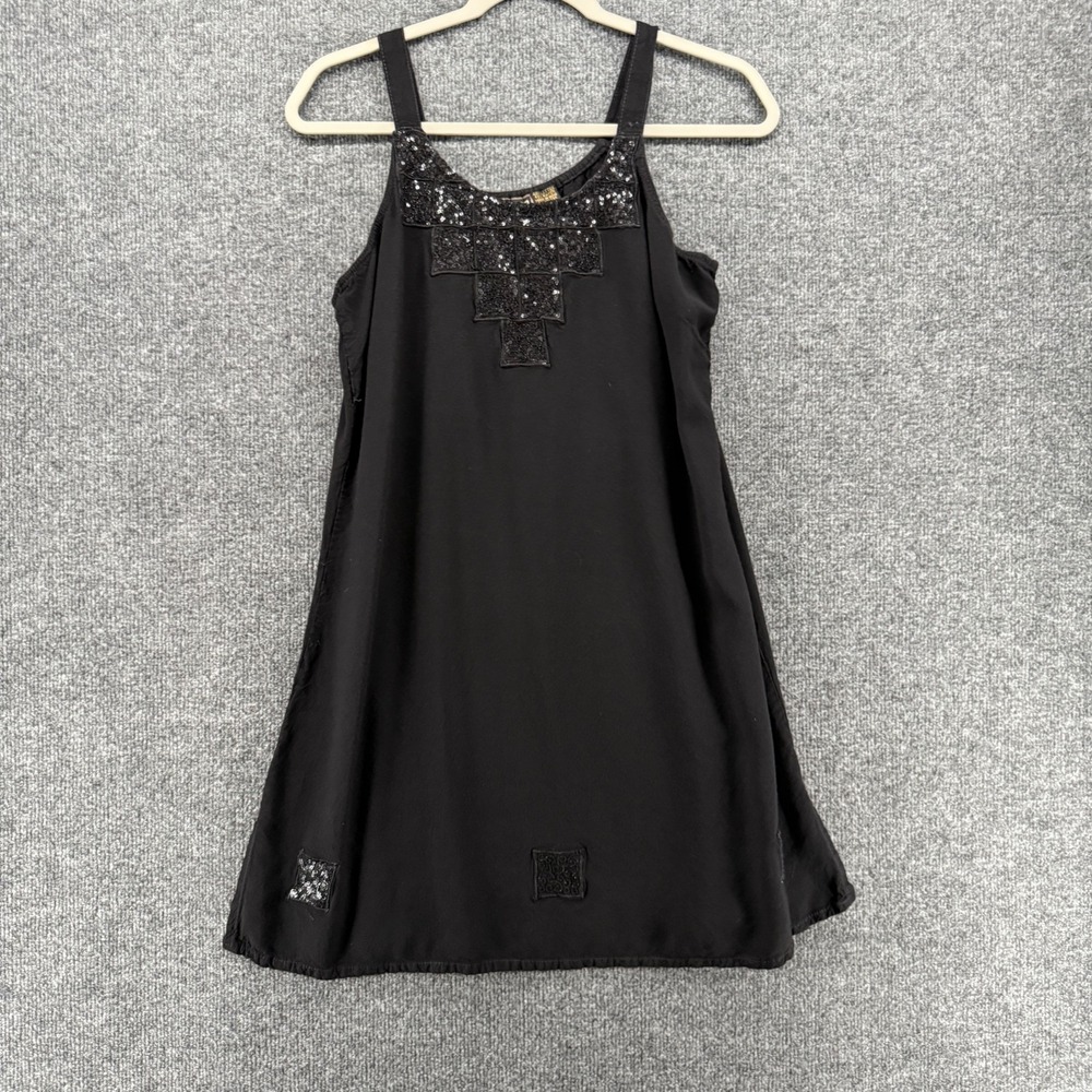 Raya Sun Dress Womens L Black‎ Sequins Sleeveless Beachy Coastal Resort Vacation
